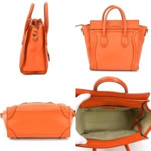 Celine Bag Shoulder Shopper Gold Crossbody Leather Orange Luggage